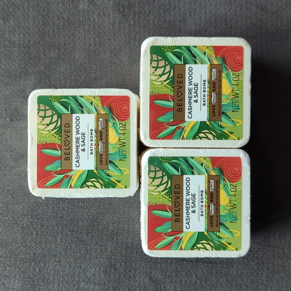 Beloved bath bomb (3) - cashmere wood & sage (4 oz each)
